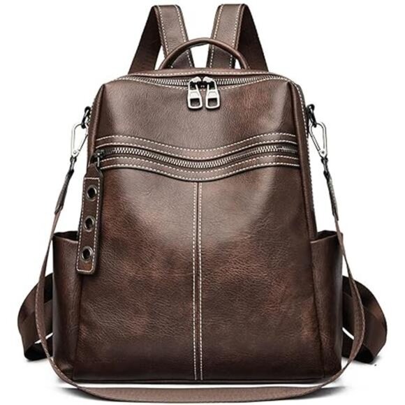 Backpack Purse for Women Fashion Genuine Leather Convertible Shoulder Bag - Picture 7 of 7